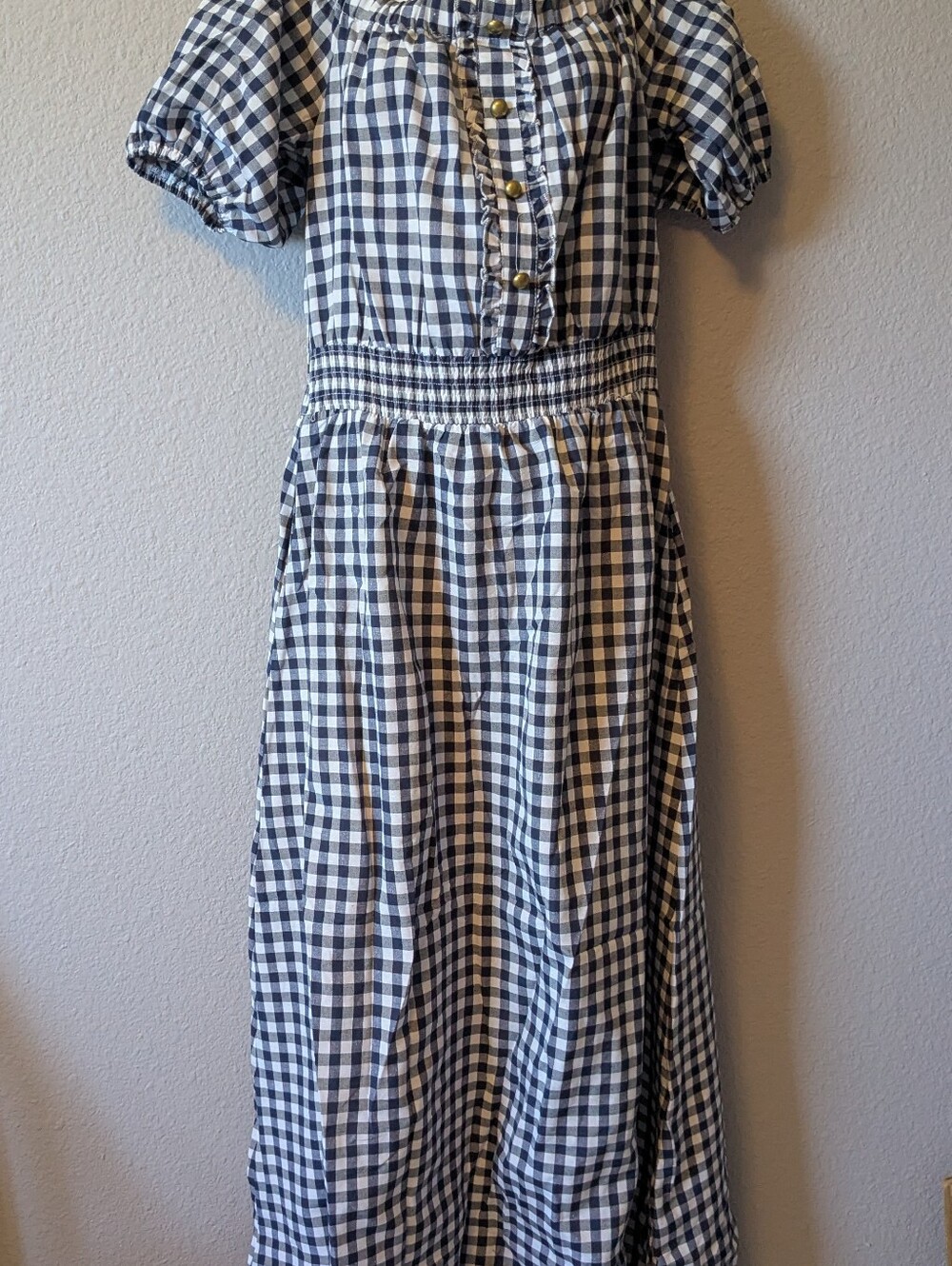 New Off-Shoulder Black & White Gingham Maxi Dress M/L - Picture 6 of 7